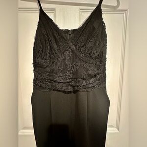 NWT Express Black Lace Jumpsuit Size M Wide Leg Spaghetti Strap
